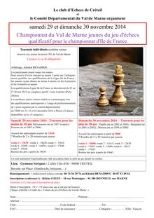 Bulletin d inscription championnat du Val-de-Marne