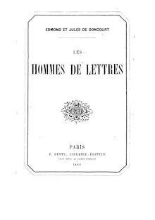 Les hommes de lettres / Edmond et Jules de Goncourt