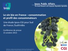 IPSOS : Le vin bio en France - consommation et profil des consommateurs