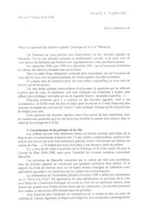 Procés Andrieux - Lettre du service politique de la vile de Marseille