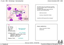 2e cycle MIB Hématologie Dysmyelopoïèse Année Universitaire