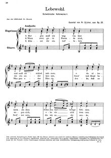 Partition complète, Schwabische volksweise, G major, Silcher, Friedrich