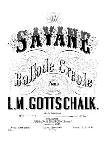 Partition complète (filter), La Savane, Op.3, La Savane - Ballade creole