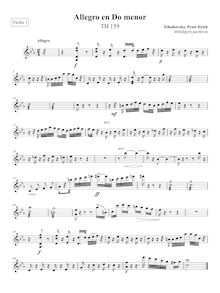 Partition violon 1, Allegro, C minor, Tchaikovsky, Pyotr