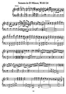 Partition complète, Sonata en D minor, Wq.65/24, D minor, Bach, Carl Philipp Emanuel