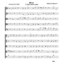 Partition 3, Quia multum repleti - transposed up a fifthComplete score (Tr Tr T T B), Motets