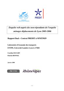 Enquête web auprès des non-répondants de l enquête ménages déplacements de Lyon 2005-2006.