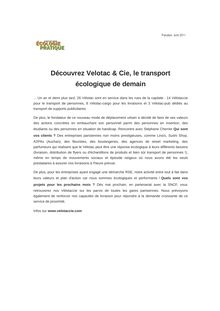 Découvrez Velotac & Cie, le transport écologique de demain