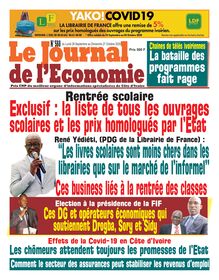 Journal de l’Economie n°588 - du Lundi 28 Septembre au Dimanche 04 octobre 2020