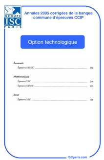 ISC 2005 epreuves option technologique classe prepa hec (ect)