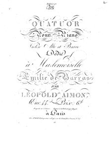 Partition viole de gambe, Piano quatuor, D minor, Aimon, Léopold