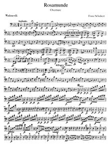 Partition violoncelle, Rosamunde, Fürstin von Zypern, Schubert, Franz