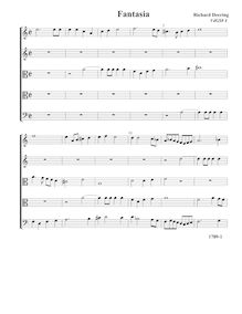 Partition Fantasia VdGS No.4 - partition complète (Tr Tr T T B), fantaisies pour 5 violes de gambe par Richard Dering