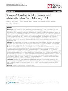 Survey of Borreliae in ticks, canines, and white-tailed deer from Arkansas, U.S.A.