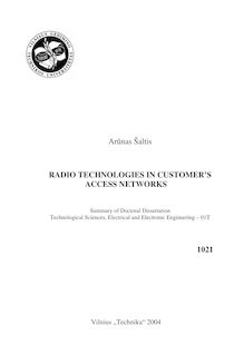 Radijo technologijos vartotojų prieigų tinkluose ; Radio technologies in customer s access networks