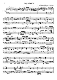 Partition No.5 en a minor, 6 Fugues, op.8, Albrechtsberger, Johann Georg