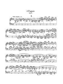 Partition complète, 4 Fugues Op.72, D minor / F major, Schumann, Robert par Robert Schumann