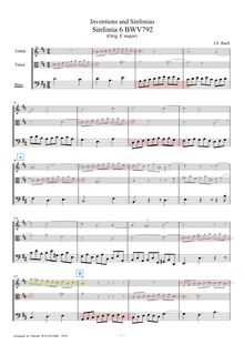 Partition viole de basse, 15 symphonies, Three-part inventions, Bach, Johann Sebastian