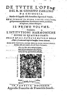 Partition Complete Book, De tutte l’opere, De tutte l’opere del r. m. G. Zarlino par Gioseffo Zarlino