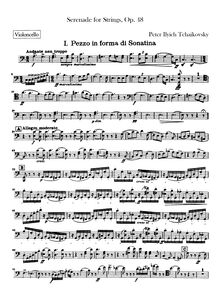 Partition violoncelles, Serenade pour corde orchestre, Серенада для струнного оркестра (Serenade dlya strunnogo orkestra), Serenade for Strings