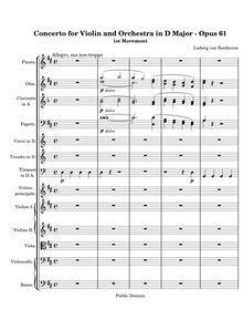 Partition , Allegro ma non troppo, violon Concerto, D Major, Beethoven, Ludwig van