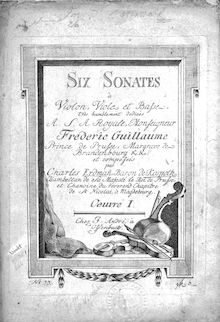 Partition violon, 6 corde Trios, Op.1, 6 Sonates, Oeuvre 1re, I. A; II. B flat; III. C; IV. D; V. E; VI. E flat.