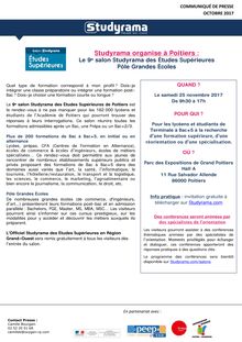 Studyrama organise le 9e salon des Études Supérieures à Poitiers, le 25 novembre 2017