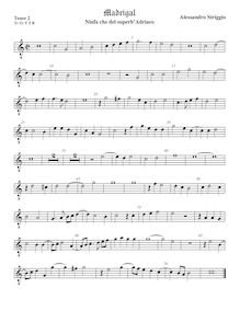 Partition ténor viole de gambe 2, octave aigu clef, Ninfa che del superb Adriaco