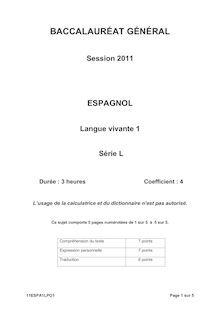 Sujet du bac L 2011: Espagnol LV1