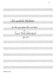 Partition complète, Drei geistliche Abendlieder, Op.65, Fuchs-Schönbach, Ernst