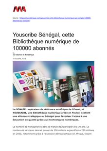 Youscribe Sénégal, cette Bibliothèque numérique de 100000 abonnés