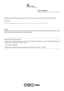 Haltes préhistoriques sur les rives du Lac de Guéry (Puy-de-Dôme) - article ; n°3 ; vol.18, pg 165-167