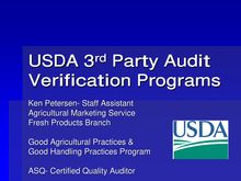 USDA 3rd Party Audit Verification Programs