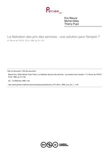 La libération des prix des services : une solution pour l emploi ? - article ; n°1 ; vol.24, pg 81-102