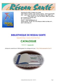 le consulter - Catalogue Bibliothèque Réseau Santé