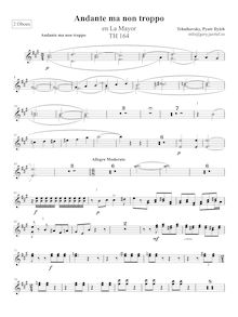 Partition hautbois 1/2, Andante ma non troppo, A major, Tchaikovsky, Pyotr