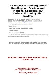 Readings on Fascism and National Socialism - Selected by members of the department of philosophy, University of Colorado