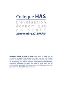 Colloque HAS - Paris - 22 novembre 2012 - Actes du Colloque HAS du 22 novembre 2012