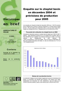 Enquête sur le cheptel bovin en décembre 2004 et prévisions de production pour 2005
