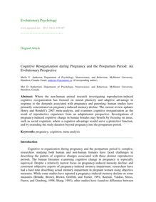 Cognitive reorganization during pregnancy and the postpartum period: An evolutionary perspective