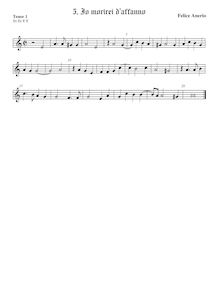 Partition ténor viole de gambe 1, aigu clef, madrigaux pour 4 voix par Felice Anerio