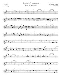 Partition viole de gambe aigue 2,  No.8 pour 3 violes de gambe et orgue par William Lawes