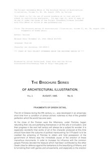 The Brochure Series of Architectural Illustration, Volume 01, No. 08, August 1895 - Fragments of Greek Detail