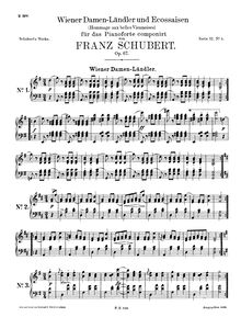 Partition complète, 18 Viennese dames  Ländler et Ecossaises, D.734 (Op.67)