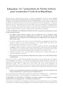 Education : les 7 propositions de Nicolas Sarkozy pour reconstruire l’école de la République