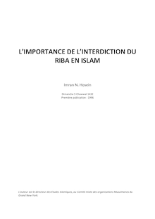 Imran Hosein - L importance de l interdiction de la Riba
