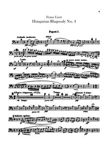 Partition basson 1, 2, Hungarian Rhapsody No.12, C♯ minor, Liszt, Franz