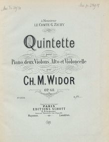 Partition de piano, Piano quintette No.2, Quintette, pour piano, 2 violons, alto et violoncelle, Op.68