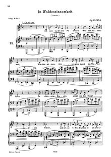 Partition No.6 en Waldeseinsamkeit (G major), 6 chansons, Brahms, Johannes