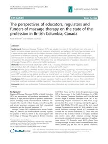 The perspectives of educators, regulators and funders of massage therapy on the state of the profession in British Columbia, Canada